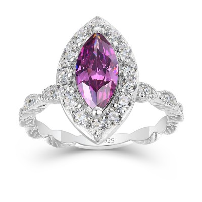 Marquise Cut Amethyst Sterling Silver Twisted Engagement Ring