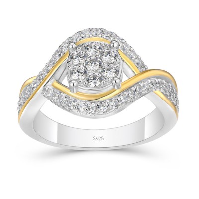 Round Cut White Sapphire 925 Sterling Silver Twisted Engagement Ring