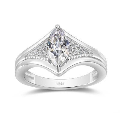 Marquise Cut White Sapphire 925 Sterling Silver Engagement Ring