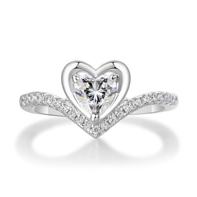 Heart Cut White Sapphire 925 Sterling Silver Engagement Ring