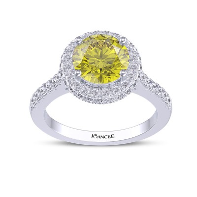 Round Cut Yellow Topaz 925 Sterling Silver Halo Engagement Ring