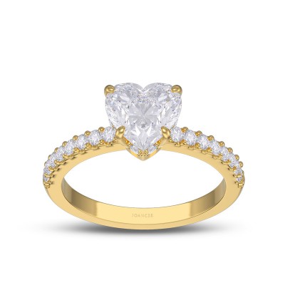 Yellow Gold Heart Cut White Sapphire 925 Sterling Silver Promise Ring