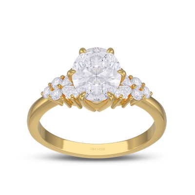 Yellow Gold Oval Cut White Sapphire 925 Sterling Silver Engagement Ring