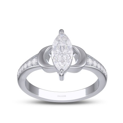 Marquise Cut White Sapphire 925 Sterling Silver Moon Engagement Ring