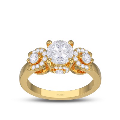 Yellow Gold Round Cut White Sapphire 925 Sterling Silver Horseshoe Engagement Ring