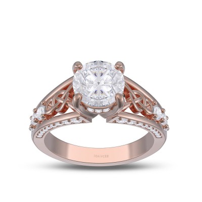 Rose Gold Round Cut White Sapphire 925 Sterling Silver Infinity Celtic Engagement Ring
