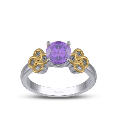 Round Cut Amethyst 925 Sterling Silver Knot Engagement Ring