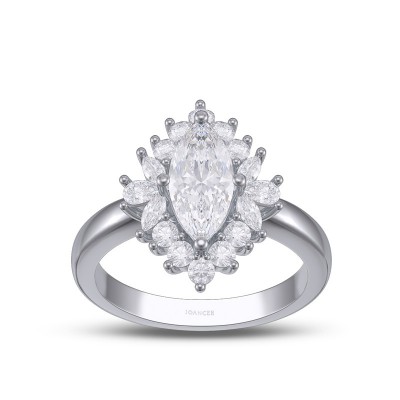 Marquise Cut White Sapphire 925 Sterling Silver Halo Engagement Ring