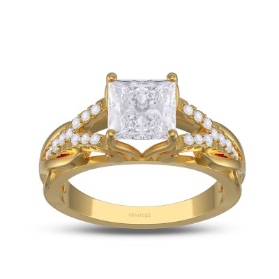 Yellow Gold Princess Cut White Sapphire 925 Sterling Silver Engagement Ring