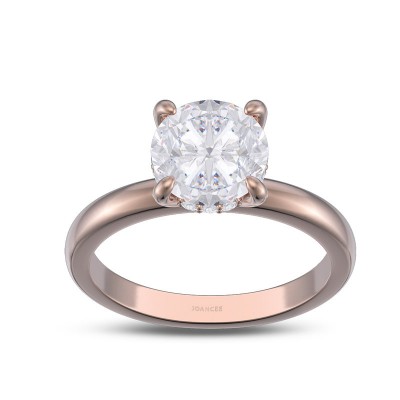 Rose Gold Classic Round Cut 925 Sterling Silver Solitaire Engagement Ring