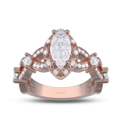 Rose Gold Marquise Cut White Sapphire 925 Sterling Silver Infinity Halo Engagement Ring