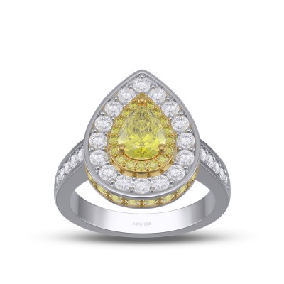 Pear Cut Yellow Topaz 925 Sterling Silver Double Halo Engagement Ring