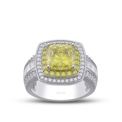 Cushion Cut Yellow Topaz 925 Sterling Silver Halo Engagement Ring