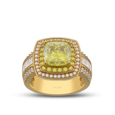 Yellow Gold Cushion Cut Yellow Topaz 925 Sterling Silver Halo Engagement Ring