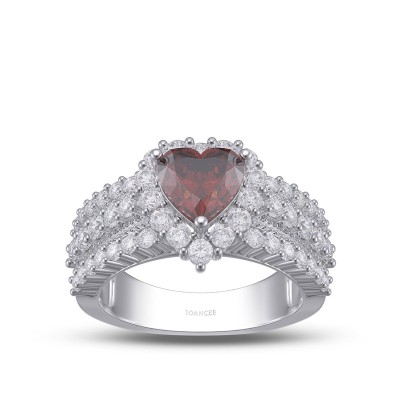 Heart Cut Garnet 925 Sterling Silver Halo Engagement Ring