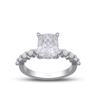 Cushion Cut White Sapphire 925 Sterling Silver Engagement Ring