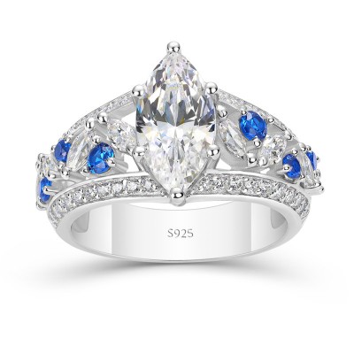 Marquise Cut White Sapphire 925 Sterling Silver Engagement Ring