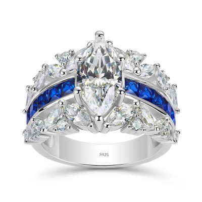 Marquise Cut White Sapphire 925 Sterling Silver Engagement Ring