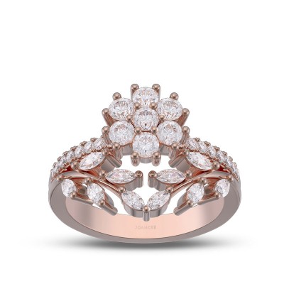 Rose Gold Round Cut White Sapphire 925 Sterling Silver Flower Engagement Ring