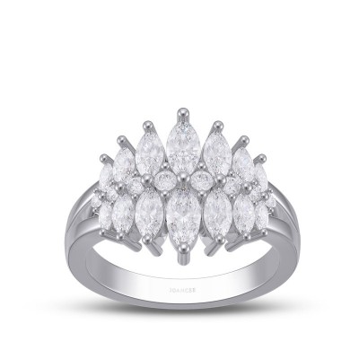 Marquise Cut White Sapphire 925 Sterling Silver Cluster Women's Ring