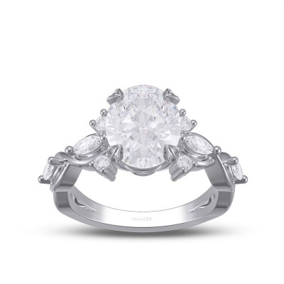 Oval Cut White Sapphire 925 Sterling Silver Twisted Engagement Ring
