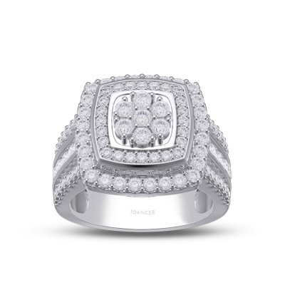 Round Cut White Sapphire 925 Sterling Silver Cluster Halo Engagement Ring