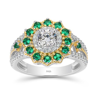 Vintage Round Cut White Sapphire 925 Sterling Silver Halo Engagement Ring