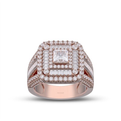 Rose Gold Princess Cut White Sapphire 925 Sterling Silver Halo Engagement Ring