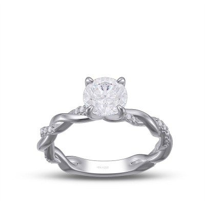 Solitaire Round Cut White Sapphire 925 Sterling Silver Twisted Engagement Ring