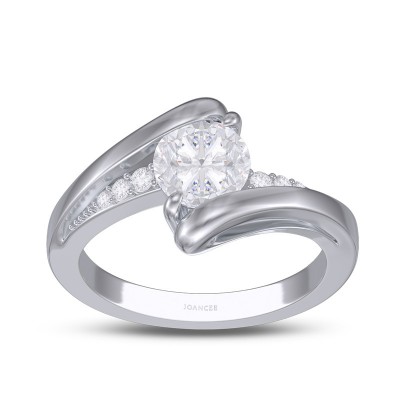 Round Cut White Sapphire 925 Sterling Silver Swirl Engagement Ring