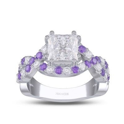 Princess Cut White Sapphire 925 Sterling Silver Twisted Engagement Ring