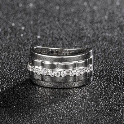 Unique White Sapphire 925 Sterling Silver Eternity Men's Wedding Band