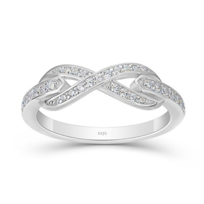 Round Cut White Sapphire 925 Sterling Silver Infinity Women's Band
