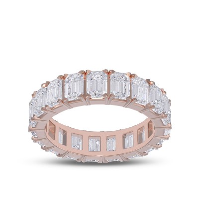 Rose Gold Emerald Cut White Sapphire 925 Sterling Silver Women's Band