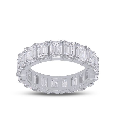 Emerald Cut White Sapphire 925 Sterling Silver Women's Band