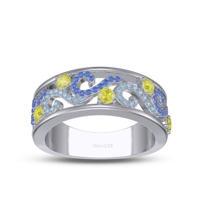 Round Cut 925 Sterling Silver "The Starry Night" Inspired Women's Band