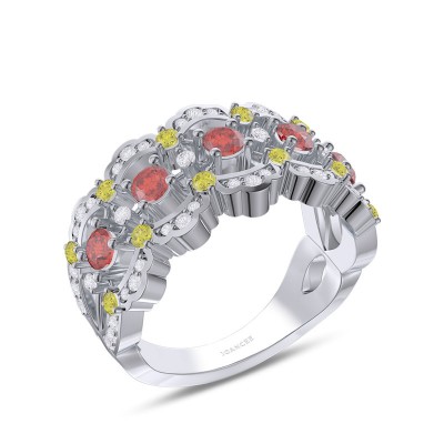 Round Cut Ruby 925 Sterling Silver Women's Band
