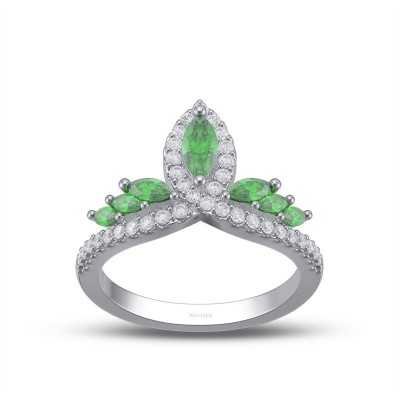 Marquise Cut Emerald 925 Sterling Silver Crown Women's Band