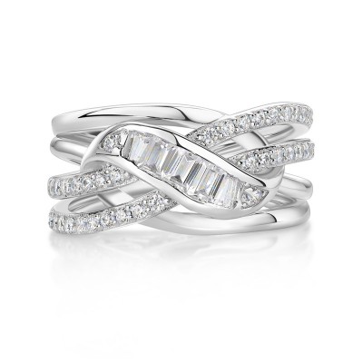 Emerald Cut White Sapphire Infinity Women's Band