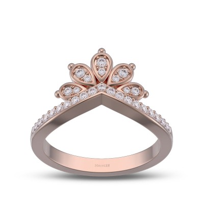 Rose Gold Round Cut White Sapphire 925 Sterling Silver Crown Women's Band