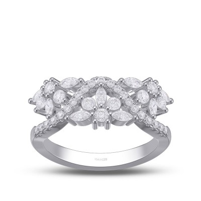 Art Deco White Sapphire 925 Sterling Silver Women's Band