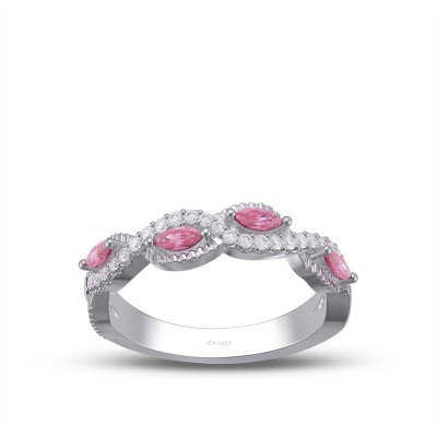 Marquise Cut Ruby 925 Sterling Silver Twisted Women's Band