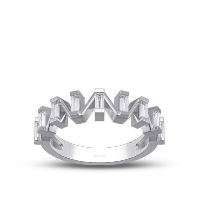 Emerald Cut White Sapphire 925 Sterling Silver Women's Band