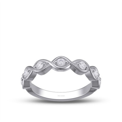 Round Cut White Sapphire 925 Sterling Silver Twisted Women's Wedding Band