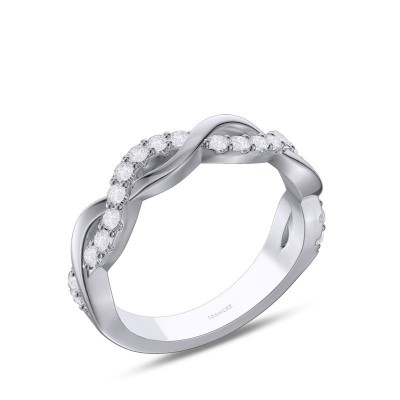 Round Cut White Sapphire 925 Sterling Silver Twisted Women's Band