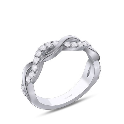 Round Cut Moissanite 925 Sterling Silver Twisted Women's Band
