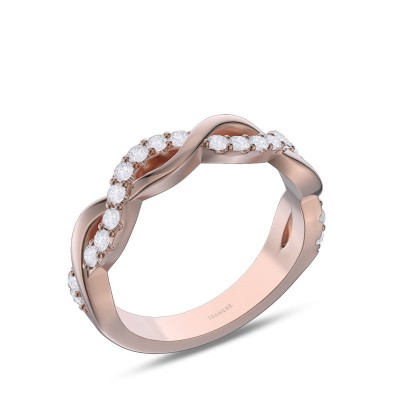 Rose Gold Round Cut White Sapphire 925 Sterling Silver Twisted Women's Band