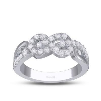 Round Cut White Sapphire 925 Sterling Silver Infinity Knot Women's Band