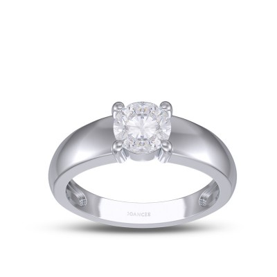 Round Cut White Sapphire 925 Sterling Silver Solitaire Engagement Ring