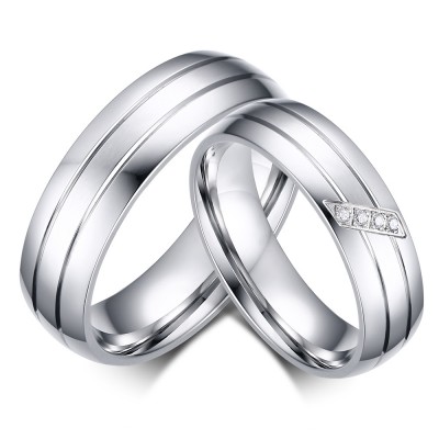 Elegant Silver Titanium Steel Promise Ring for Couples